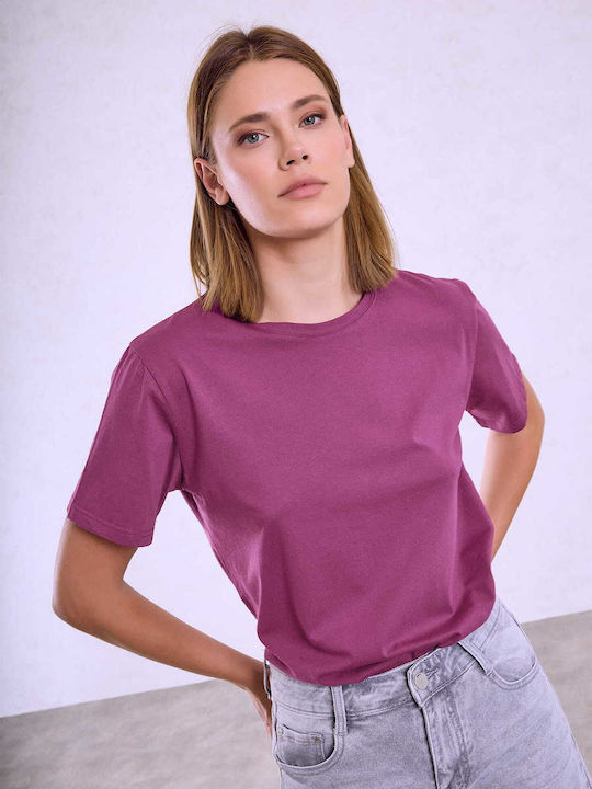 Celestino Τ-shirt Μονόχρωμο Loose Fit Magenta
