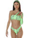 Set Bikini Un Umăr & Brazilia Animal Print Șarpe Verde