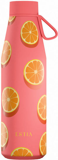 Estia Flow Save The Aegean Recyclable Thermos Bottle Stainless Steel BPA Free 500ml Orange Pop