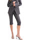 Women's High Rise Fabric Capri Trousers in Skinny Fit Anthracite