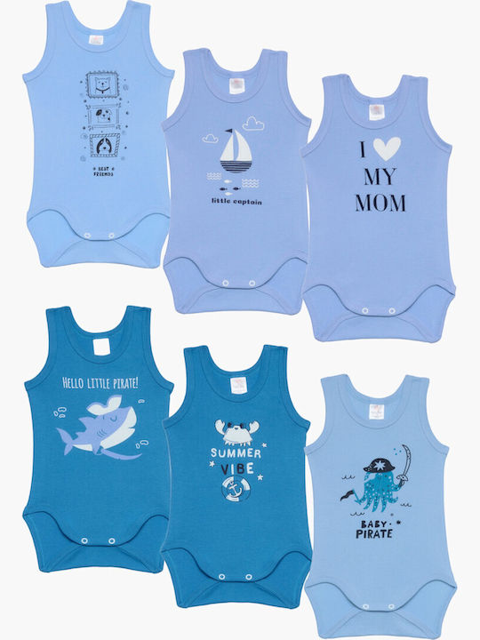 Pretty Baby Set Light Blue Bodysuits 6 Pieces