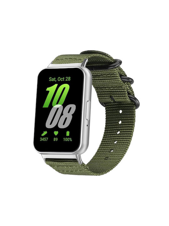 Samsung Galaxy Fit3 Sm-r390 Xdfind Ring Buckle Nylon Canvas Watch Band Army Green