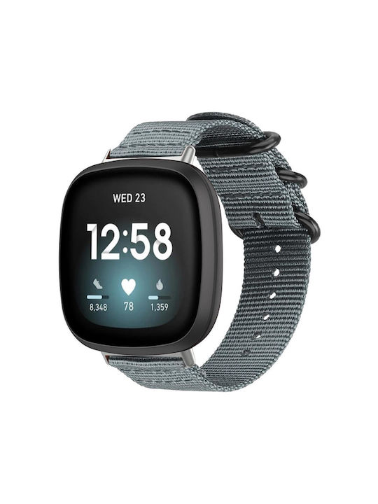 Fitbit Versa 4 3 Sense 2 Sense Xdfind Ring Buckle Nylon Canvas Watch Band Grey