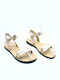 Leather Women's Flat Sandals Gold