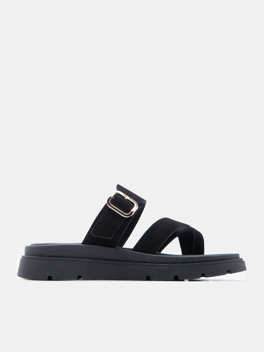 Deri Damen Flatforms Schwarze