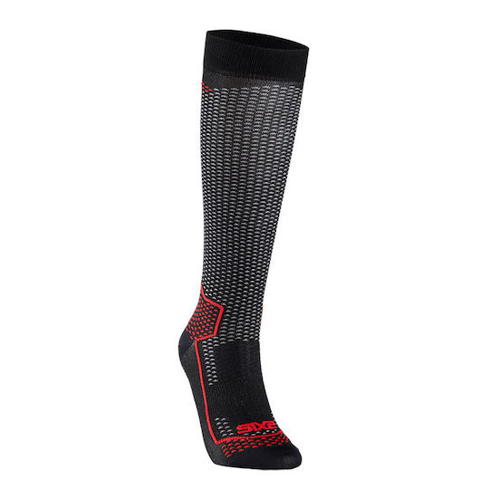 Six2 Long V3 Cycling Socks Black Carbon Red