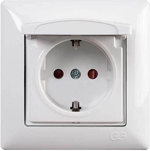 Gunsan Single Power Socket with Lid and Switch White