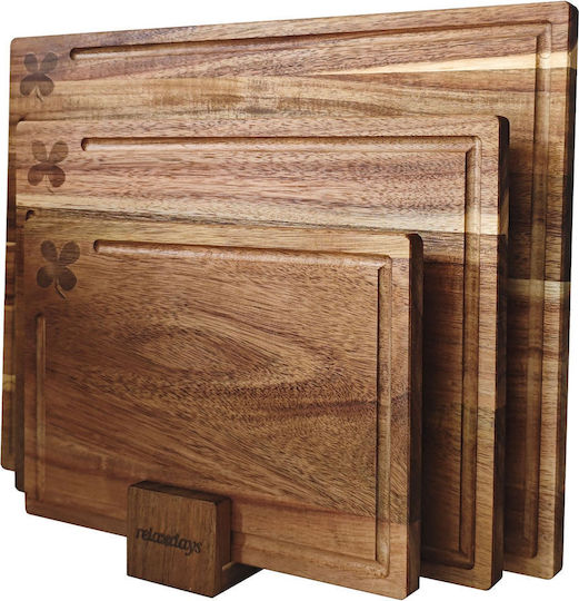 Relaxdays Set Wooden Brown Chopping Boards 3 Pieces