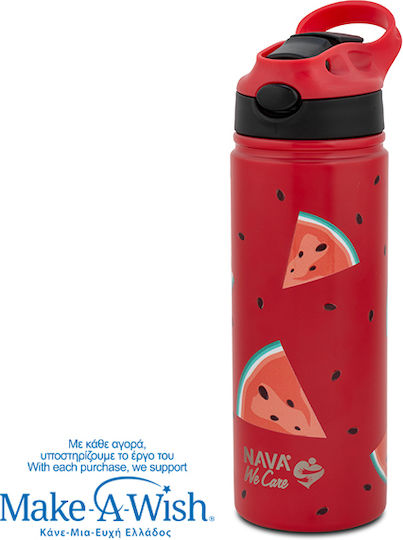 Nava "we Care" Thermos Stainless Steel Bottle 500ml Watermelon with Straw