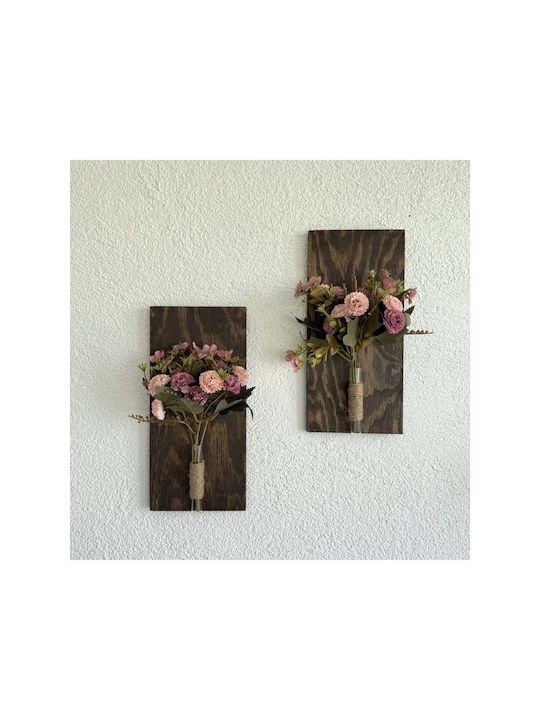 SteweHome Wall Decor Pink Wooden 30x14cm 2 Pieces