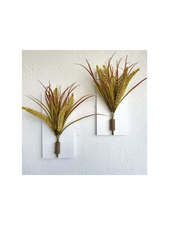 SteweHome Wall Decor Yellow Wooden 30x14cm 2 Pieces