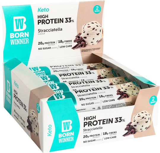 Born Winner Keto Протеинови барове с 33% Протеин и Вкус Страчатела 12x60gr