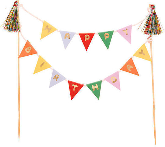 Διακοσμητικά Σημαιάκια Τούρτα "happy Birthday" Πολύχρωμα Playful Brights