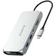 Orico XCR 12in1 USB-C Docking Station with HDMI 4K PD Ethernet and Connection 2 Monitors Grey
