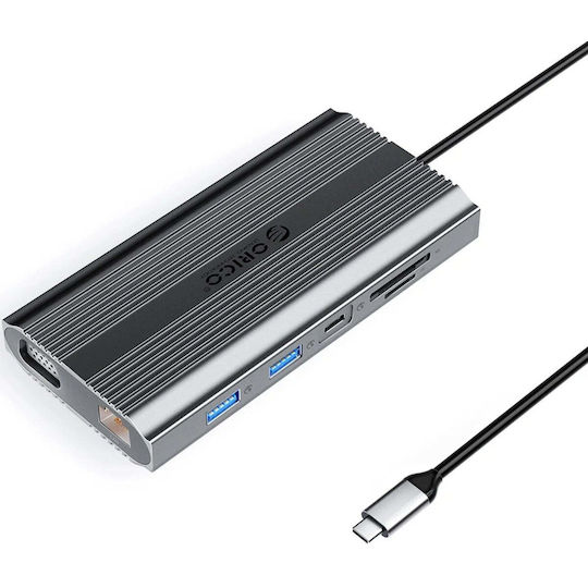 Orico XDR 12in1 USB-C Docking Station with HDMI 4K PD Ethernet Grey