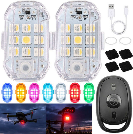LED RGB Warning Light 7 Colours Remote Control Set of 2 Pieces