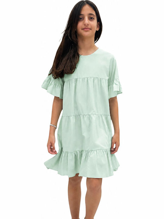 Girls Dress Short Sleeve Green