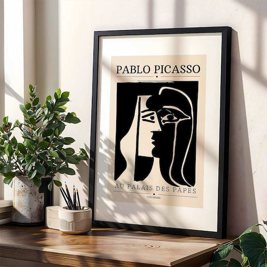 Poster Pablo Picasso Au Palais Des Papes Art077 40cm X 50cm Brown Wooden Frame