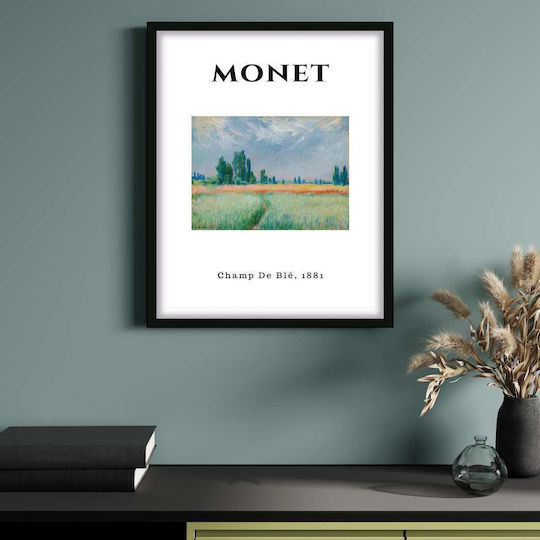 Poster Monet Champ De Ble Art010 40cm X 50cm Premium Μαύρο Ξύλινο Κάδρο-55258pd156881f55323