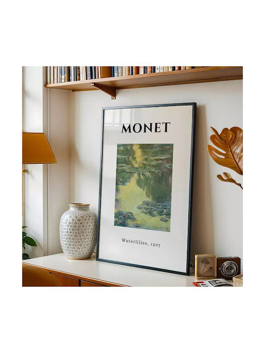 Poster Monet Waterlillies Art011 40cm X 50cm Black Wooden Frame