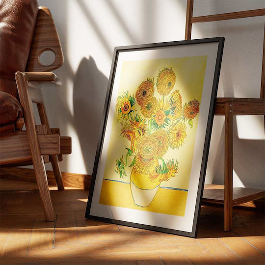 Poster Van Gogh Sunflowers Art116 40cm X 50cm Premium Black Wooden Frame