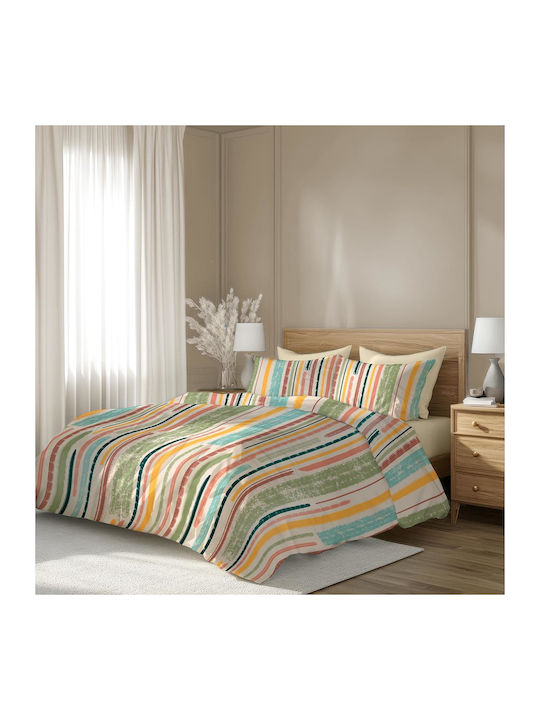 Cotton Duvet Cover Set 150x215cm Single With Multicolour Pillowcase