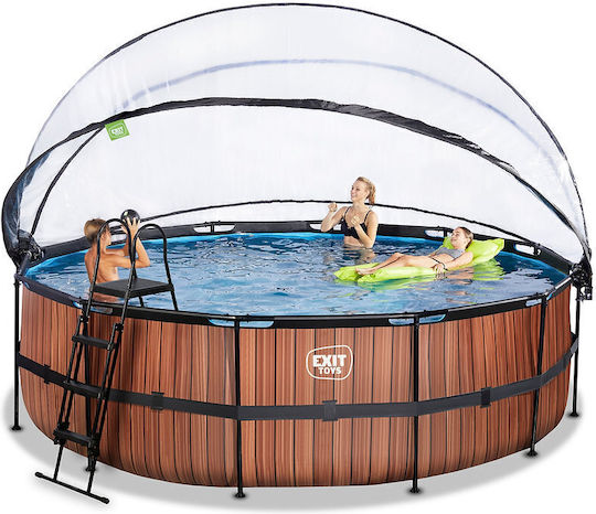 Exit Toys Round Swimming Pool with Metallic Frame 488x122cm Brown