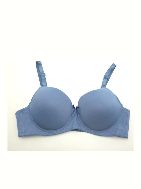 Lunna Light Blue Push Up Bra with Underwire