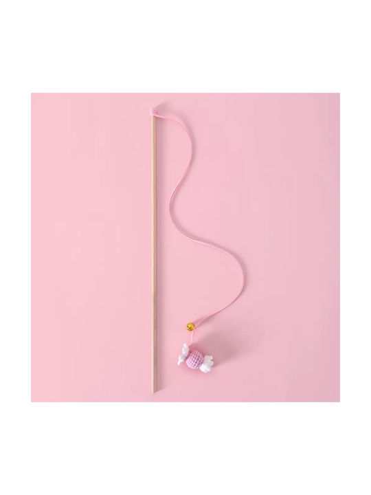 Interaktives Katzenspielzeug Stock Geknüpftes Karamell & Glöckchen Rosa