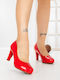 Heels with Chunky High Heel Red