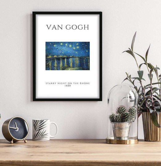 Poster Van Gogh Starry Night On Rhone Art004 40cm X 50cm Λευκή Ξύλινη Κορνίζα-55249pd156887f55310