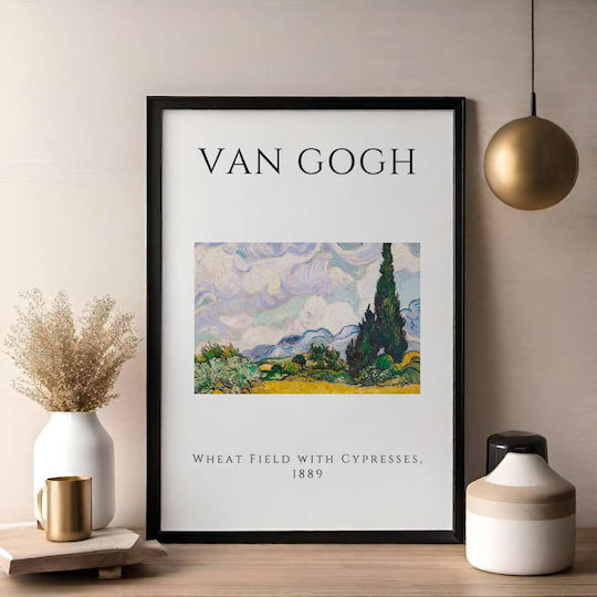 Poster Van Gogh Wheat Field Cypresses Art002 40cm X 50cm Λευκή Ξύλινη Κορνίζα-55246pd156889f55310