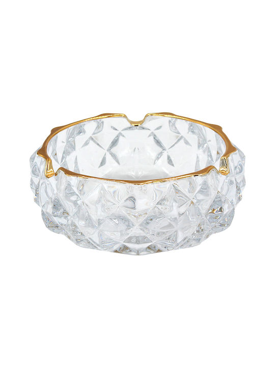 Glass Ashtray Φ14x5 Transparent Gold Keskor 61418