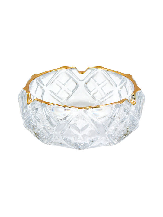 Glass Ashtray Φ14x5 Transparent Gold Keskor 61417