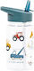 A Little Lovely Company Vehicles Kids Plastic Water Bottle With Straw Blue 450ml