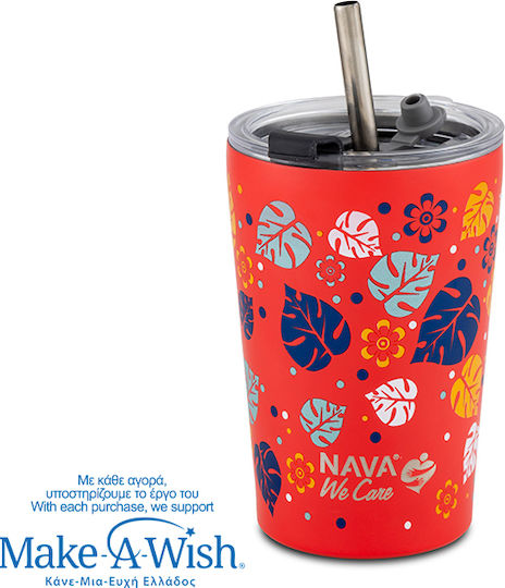 Nava "we Care" Ποτήρι Θερμός Ανοξείδωτο / Πλαστικό BPA Free 350ml Aloha με Καλαμάκι