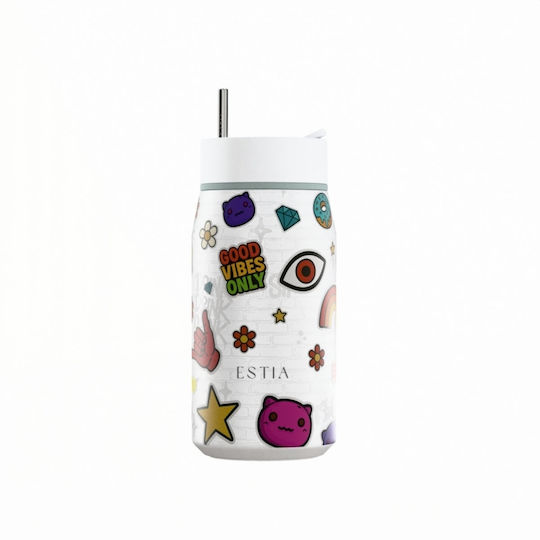 Estia Lens Save The Aegean Thermos Stainless Steel BPA Free 360ml Urban Vibes with Straw