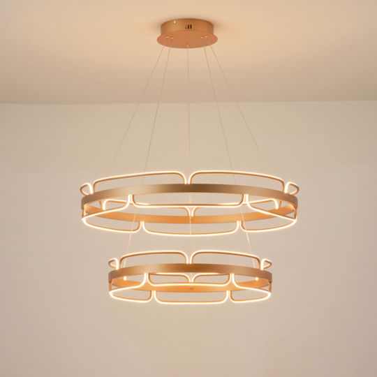 Eurolamp Висящо Осветително Тяло Златисто LED с Топла Бяла Светлина 80x80x150см.