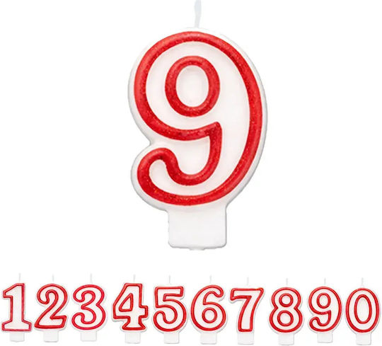 Geburtstagskerzen Chippo 968094-9 Nummer 09 Rote 7,5 cm