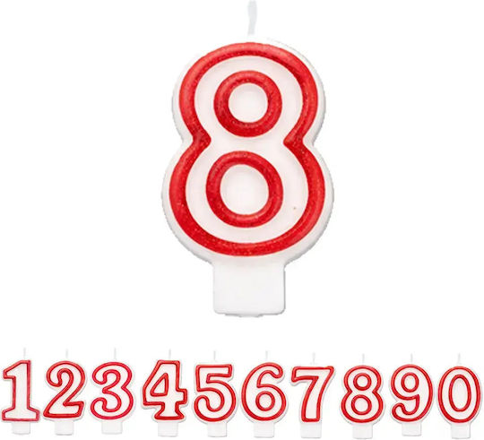 Birthday Cake Candle Chippo 968094-8 Number 8 Red 7.5 Cm