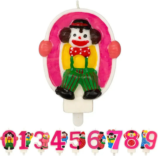 Chippo Geburtstagstorte Kerze Clown 134788 Nummer 0 Rosa 9,5 cm