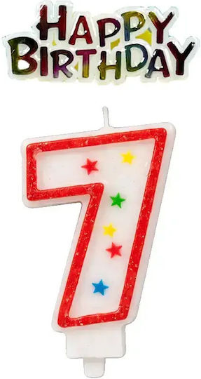 Свещ За Рожден Ден Торта Unique Party *538379 Размер F 7 Червена Декорация "Happy Birthday" 8.5 См
