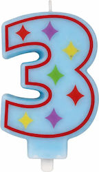 Birthday Cake Candle Unique Party *375530 F Number 3 Blue 8 Cm