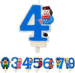 Birthday Cake Candle Chippo Clown 134788 F Number 4 Blue 9.5 Cm