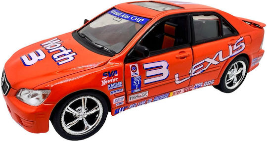 Model Racing Lexus Portocaliu Cu Uși Deschise Mecanism Retractabil Fără Cutie Originală