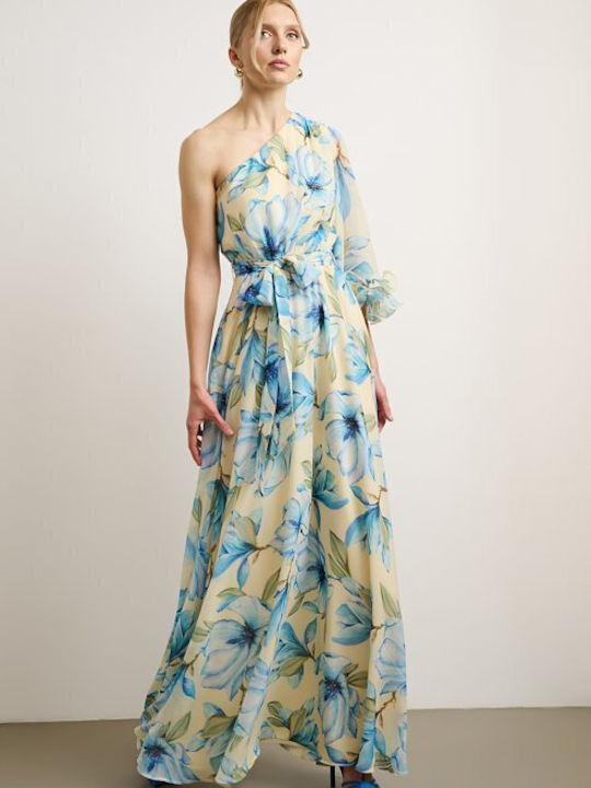 Desiree Rochie Maxi cu Volane Albastru Deschis