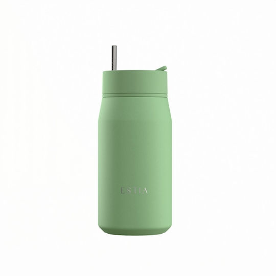 Estia Lens Save The Aegean Μπουκάλι Θερμός Ανοξείδωτο BPA Free 360ml Pine με Καλαμάκι