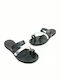 Leather Women's Flat Sandals Black