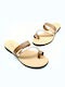 Leather Women's Flat Sandals Brown