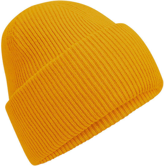 Beanie Unisex Σκούφος με Rib Πλέξη σε Κίτρινο χρώμα